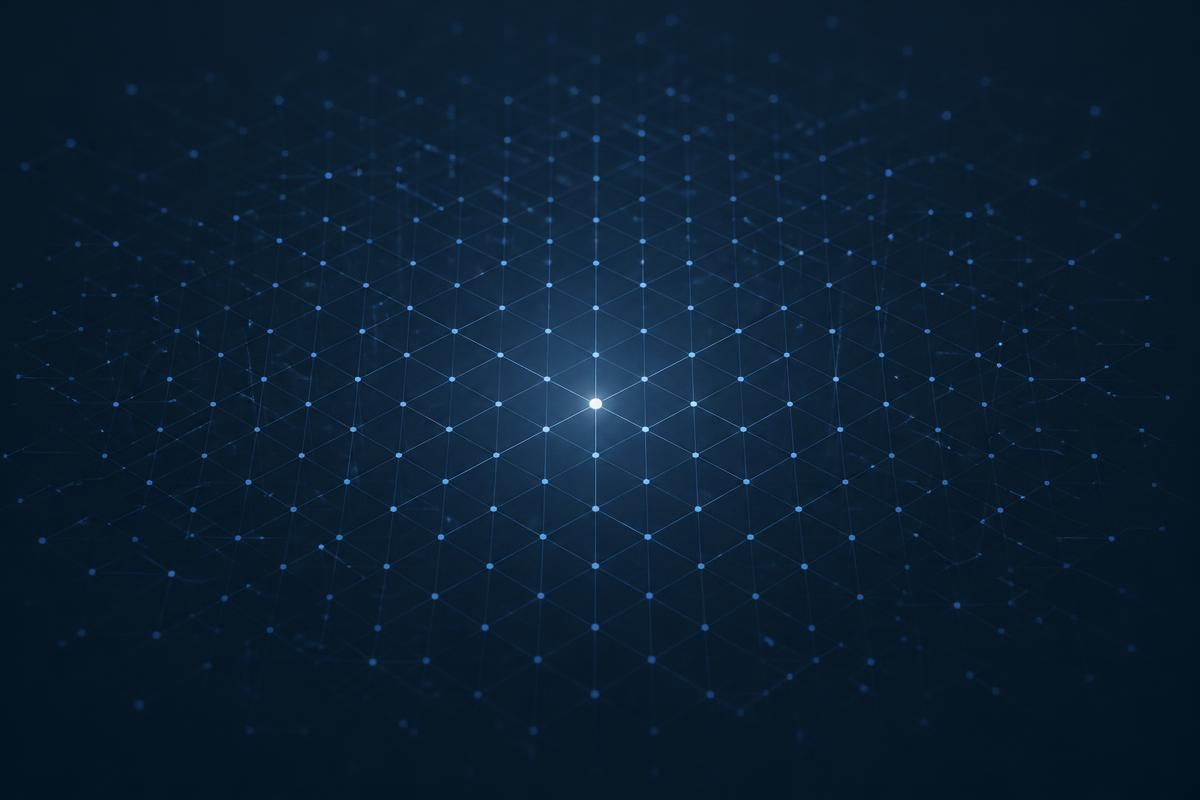 Abstract lattice of connected nodes representing a quantitative screening engine